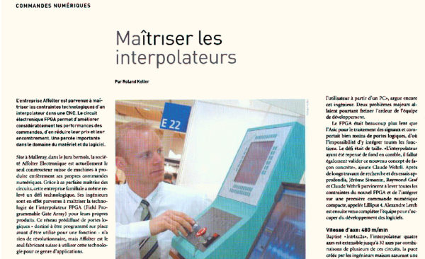 Commande numérique | Maîtriser les interpolateurs - Swiss Engineering | no6 - 2003