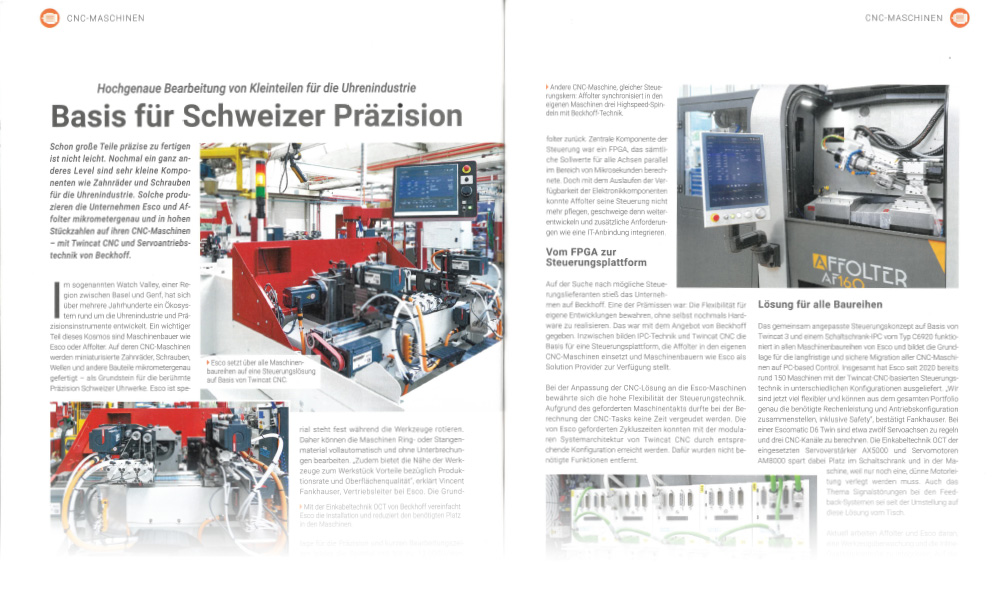 2024.02 sps magazin affolter esco beckhoff twincat Basis für Schweizer Präzision