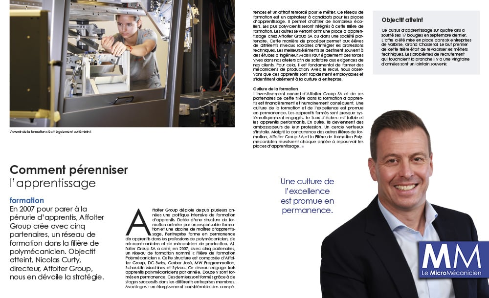 Comment pérenniser l’apprentissage - formation Affolter & Filière de formation Polymécanicien