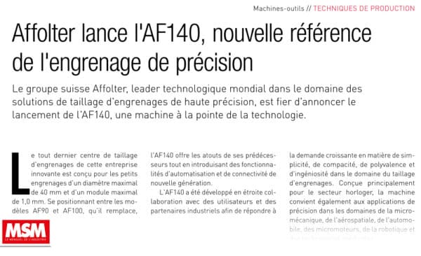 092025 affolter msm revue magazine machine taillage af140 photo
